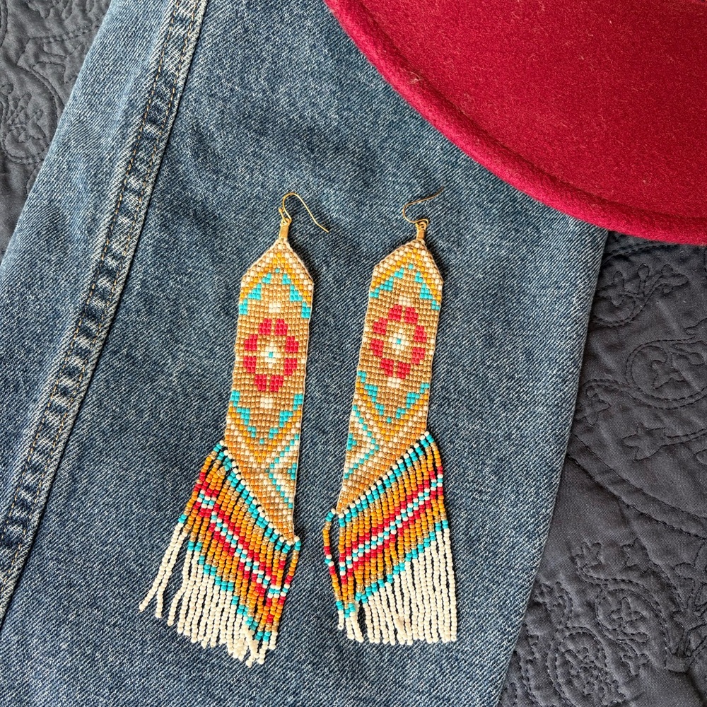 Handcrafted Bohemian Beaded Fringe Earrings